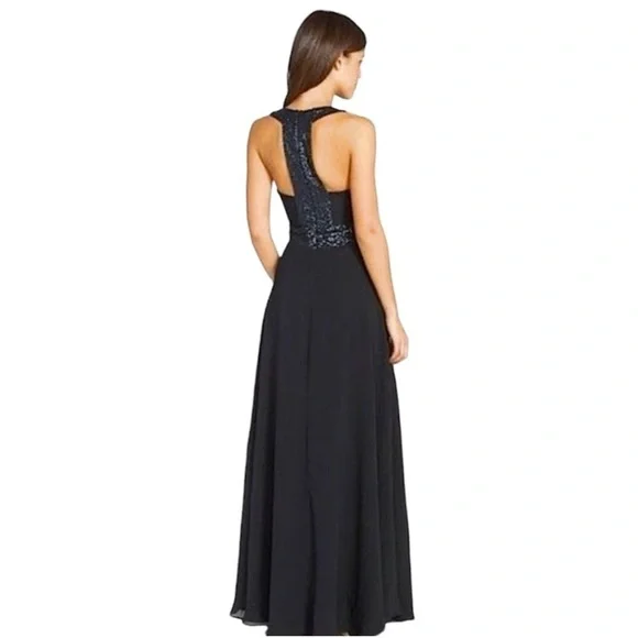 Dress The Population Delani Blue Sequin Trim Gown Maxi Cocktail Dress Women XS - Picture 5 of 13